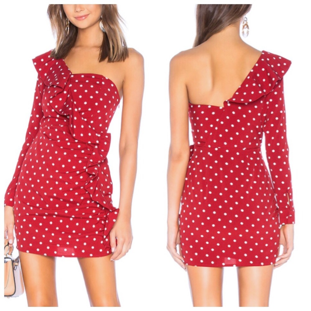 About Us Revolve Rino Red Polka Dot Dress
